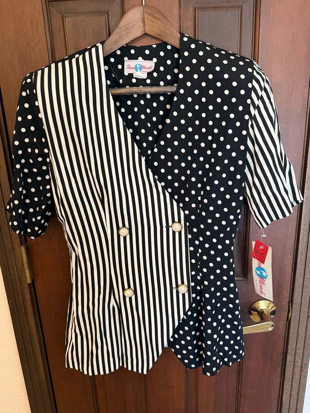 Nwt Vintage Polka Dot and Stripe Blazer Size 7-8